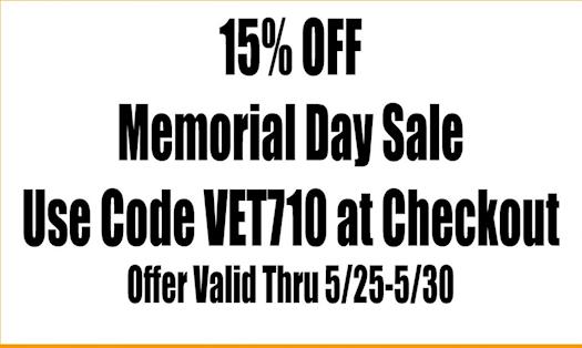 Memorial Day Sale: 15% OFF Use Code VET710 at Checkout