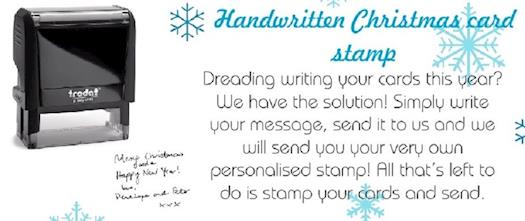 Handwritten Christmas card rubber stamp