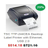 TSC TTP-244CEA Desktop Label Printer with Ethernet, USB 2.0