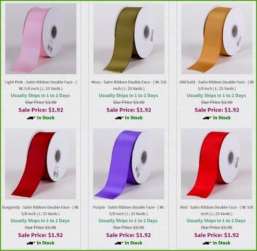 Find Different Colors of Double Faced Satin Ribbon