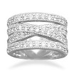 Wide band silver and cz ring