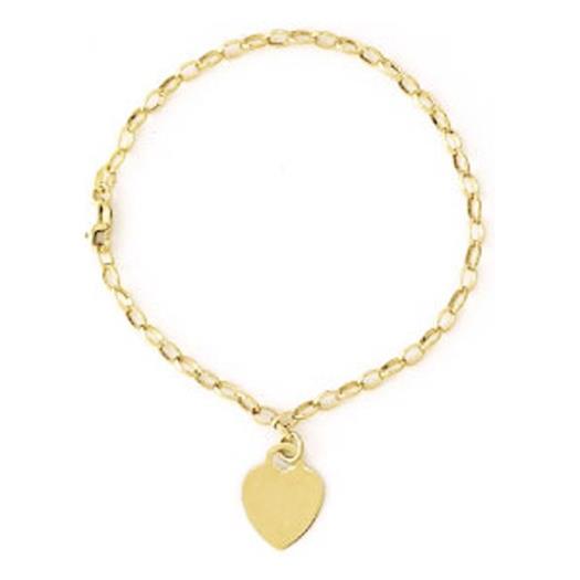 14k Solid Gold Dangle Heart-shaped Bracelet 