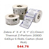 Zebra 4'' X 4'' X 1'' (C) Direct Thermal Z-Perform 2000D 640Lpr 6 Rolls Carton (Sold Roll)