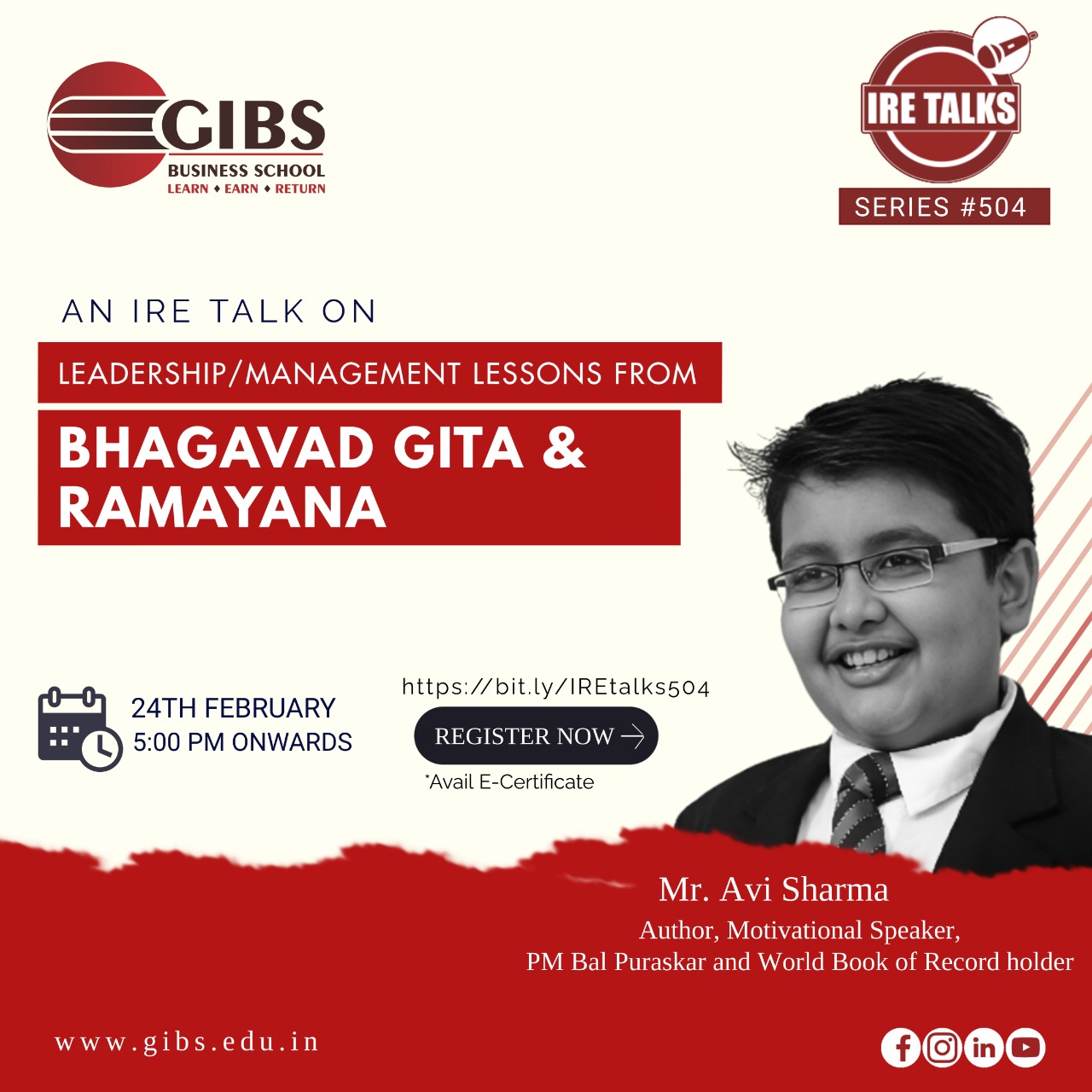 IRETalks #504 Bhagavad Gita & Ramayana | WebinarSession at GIBS Bangalore - Top Business College