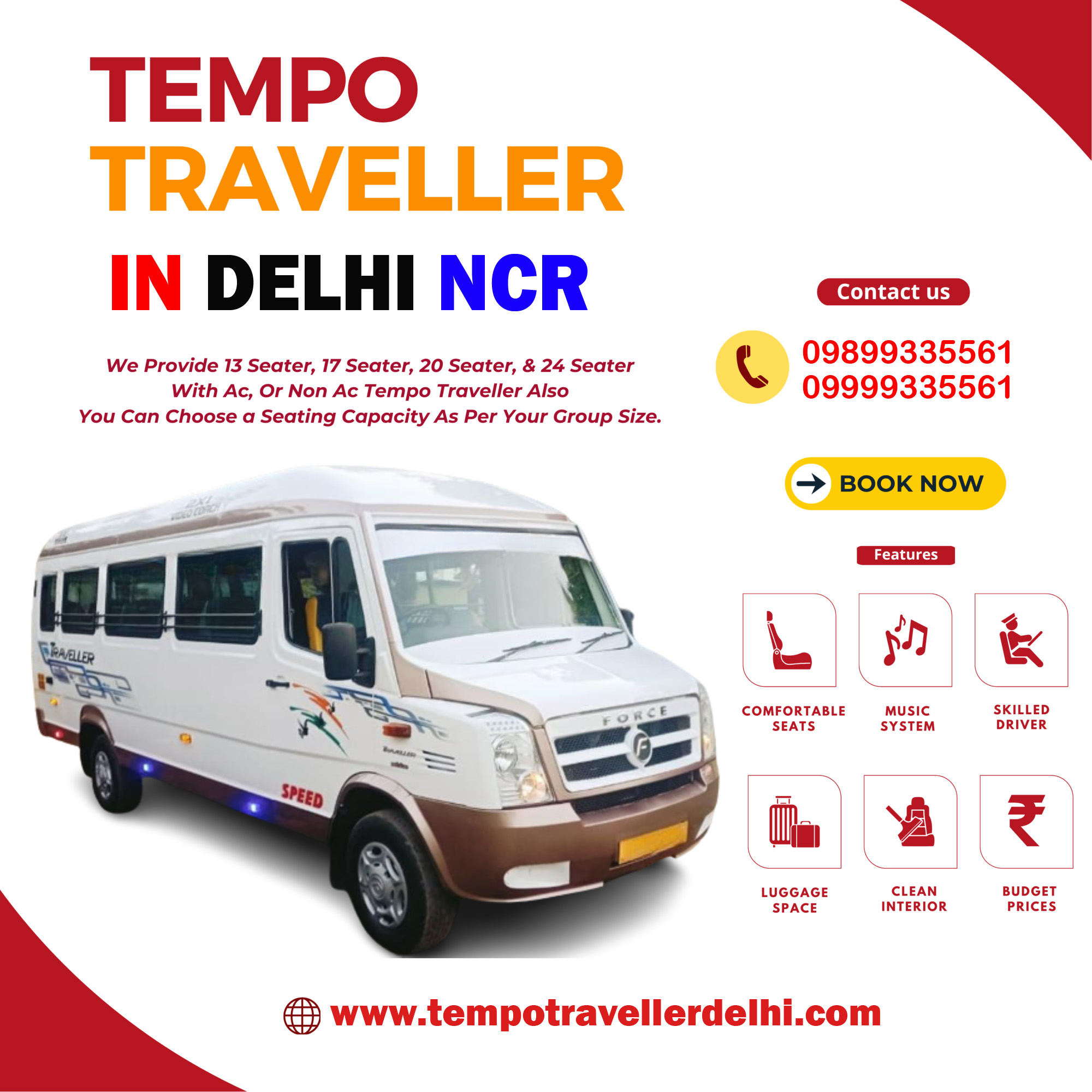 Cheapest Tempo Traveller on Rent in Delhi - TTD