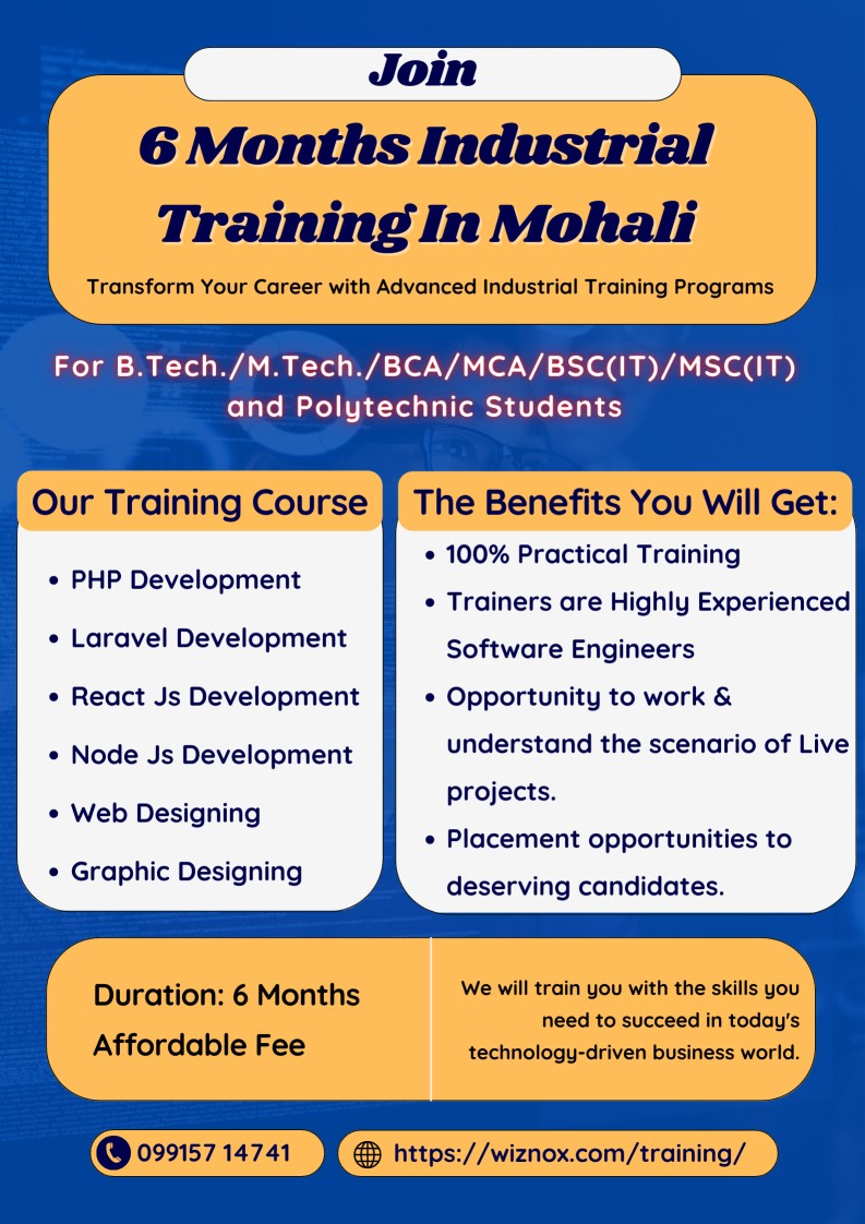 Join 6 Months Industrial Training in Mohali Chandigarh