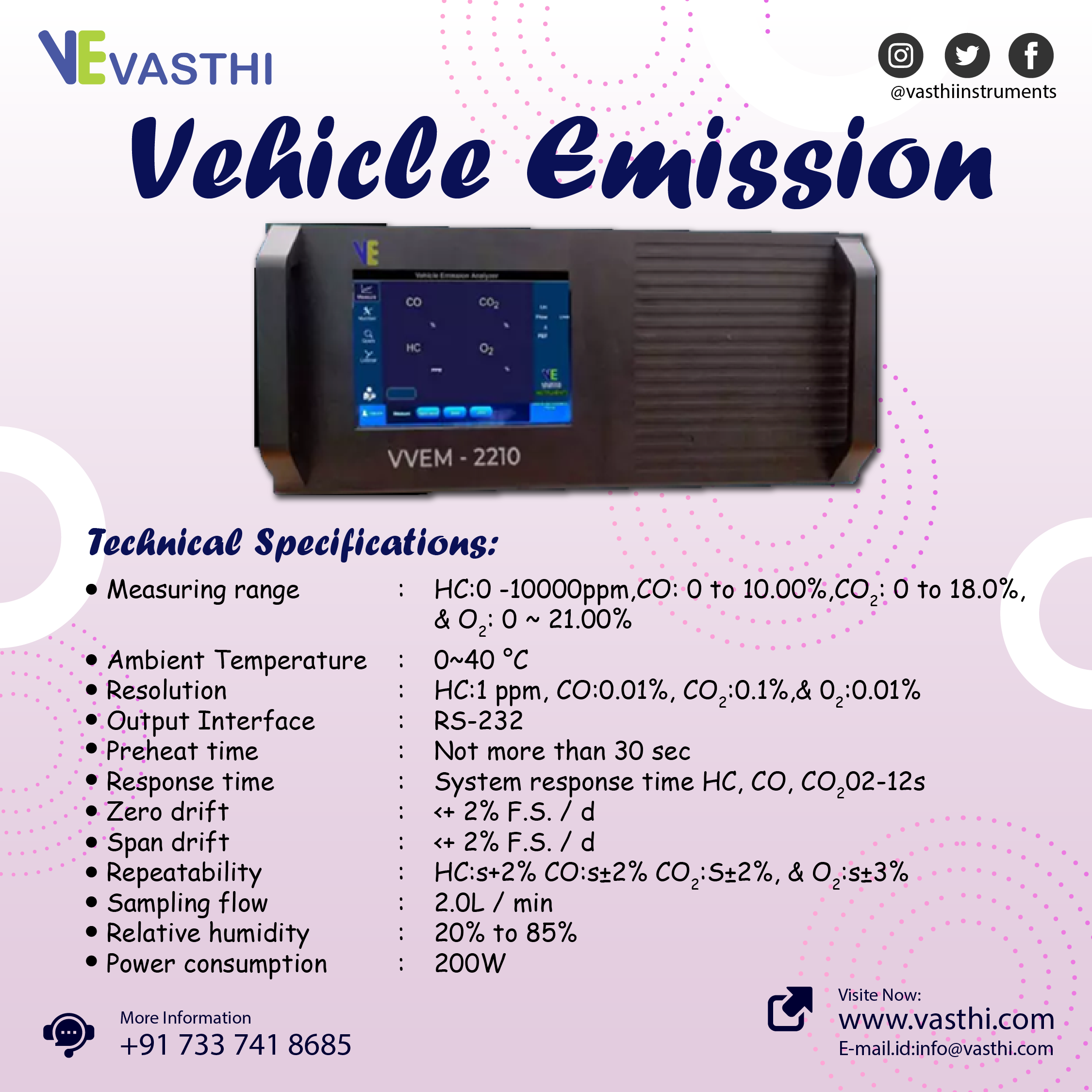 Vehicle Emission (PUC Meter) - ARAI approved | Vasthi instruments