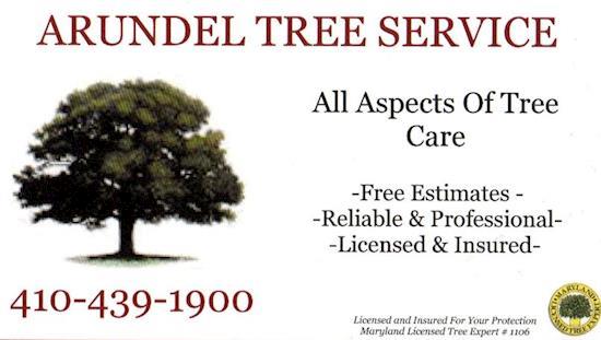 Arundel Tree Service,  Maryland Licensed Tree Expert, Offering Free Estimates