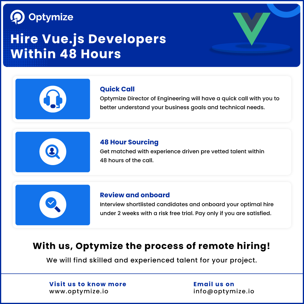 Hire Vetted Vue.js Developers Within 48 Hours | Optymize