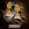 Peacock design Gold jhumkas with pearl drops