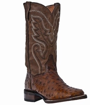 Brown Genuine Ostrich Quill Boot-Dan post boots