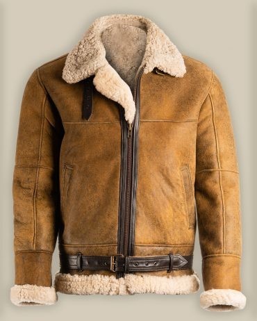 Men’s Brown B3 Shearling Sheepskin Leather Flying Aviator Jacket