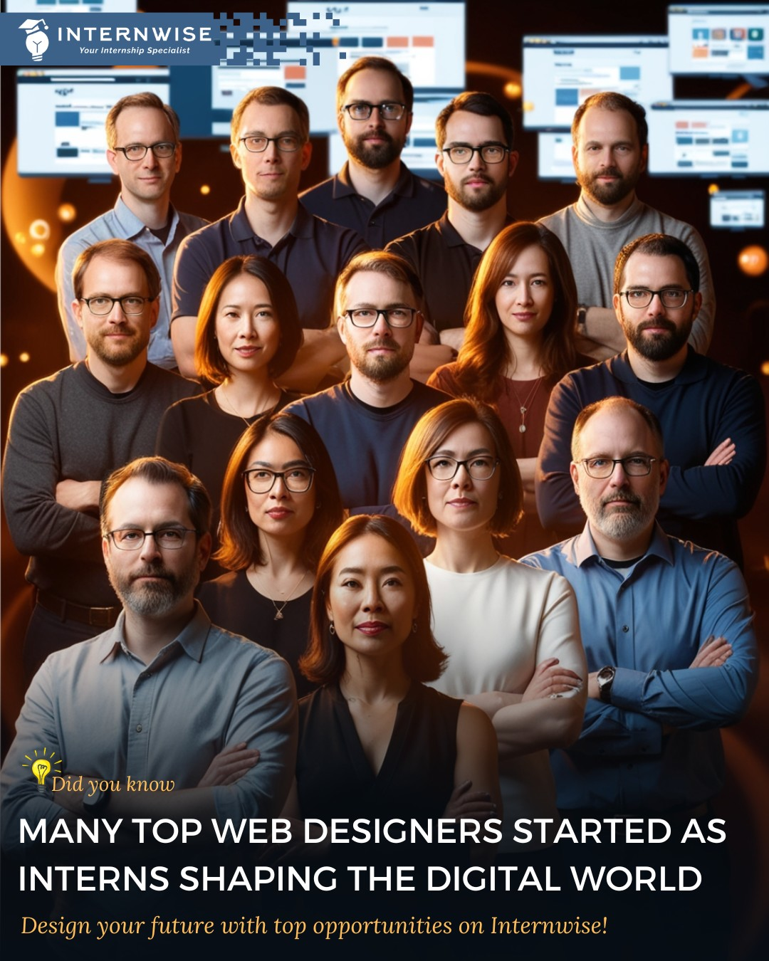 Many top web designer started as interns shaping the digital world