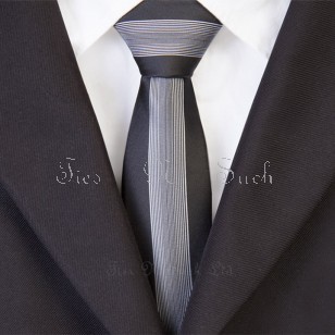 Black with Silver Vertical Striped Vintage Skinny Tie