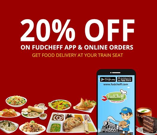 July offer order food online in train and get 20% off.