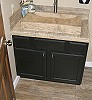Tiled Backsplash, Floor and Natural Stone Sink