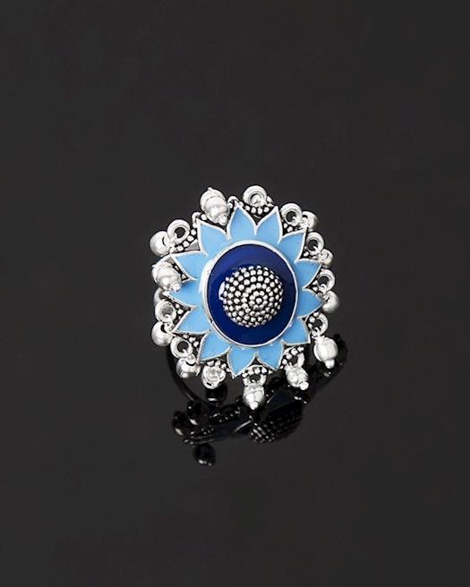 Azure Floral Cocktail Ring