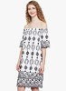 WHITE AND BLACK SCHIFFLY OFF SHOULDER DRESS at OXOLLOXO