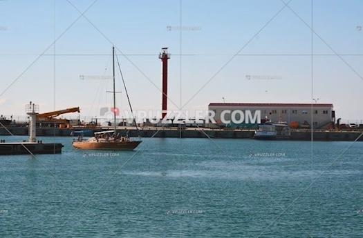 Stock Image - Part of the seaport in Sochi, Russia view