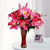 Dark Pink Lilies Vase Delivery in India