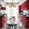 Astra red stain wood kitchen cabinets