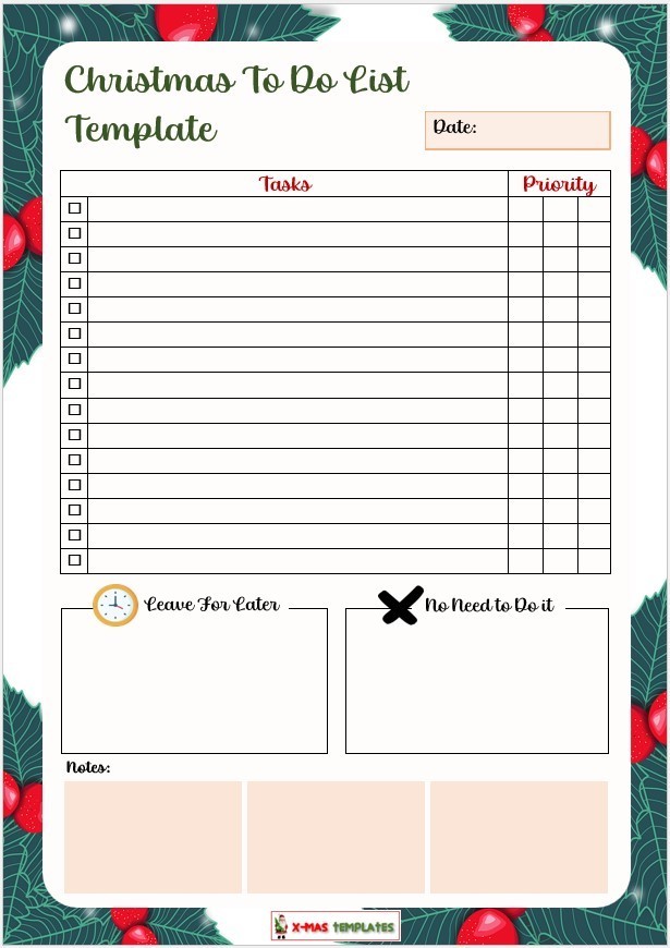 Christmas List Templates
