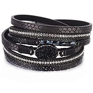 FANCY SHINY Leather Wrap Bracelet