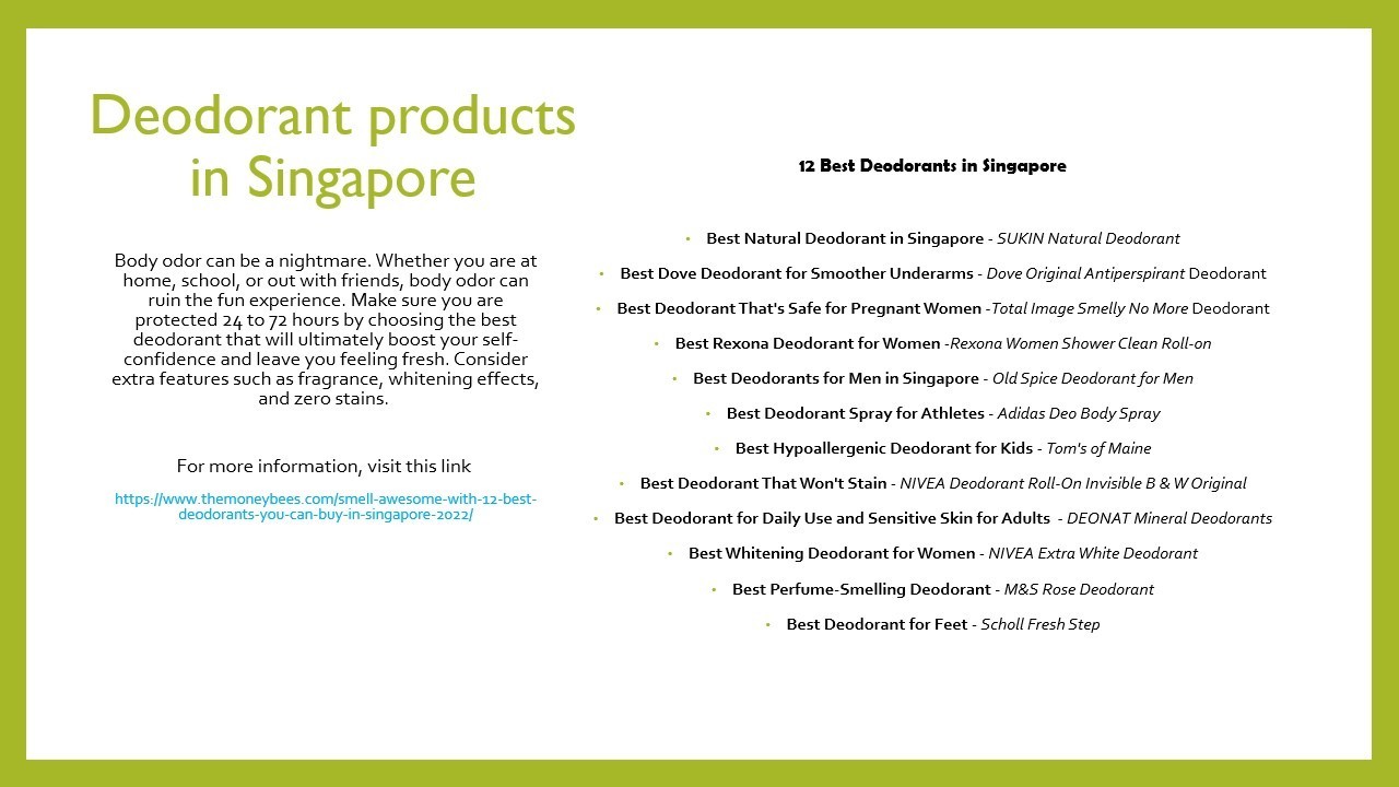 Deodorant products in Singapore