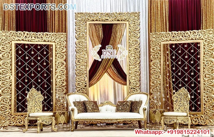  Muslim Wedding Dazzling Golden Stage Frames 