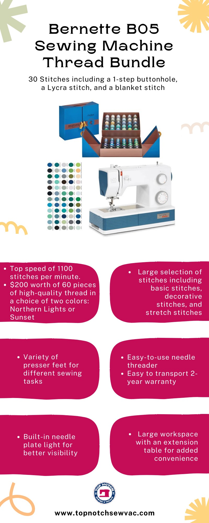 Sew with Precision: The Bernette B05 Sewing Machine Thread Bundle!