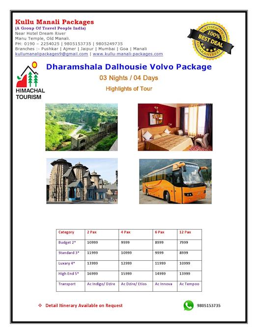 Dharamshala Dalhousie Volvo Tour Package