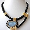 bold art deco style aqua blue beryl beadwork jewelry.statement necklace.fine jewelry
