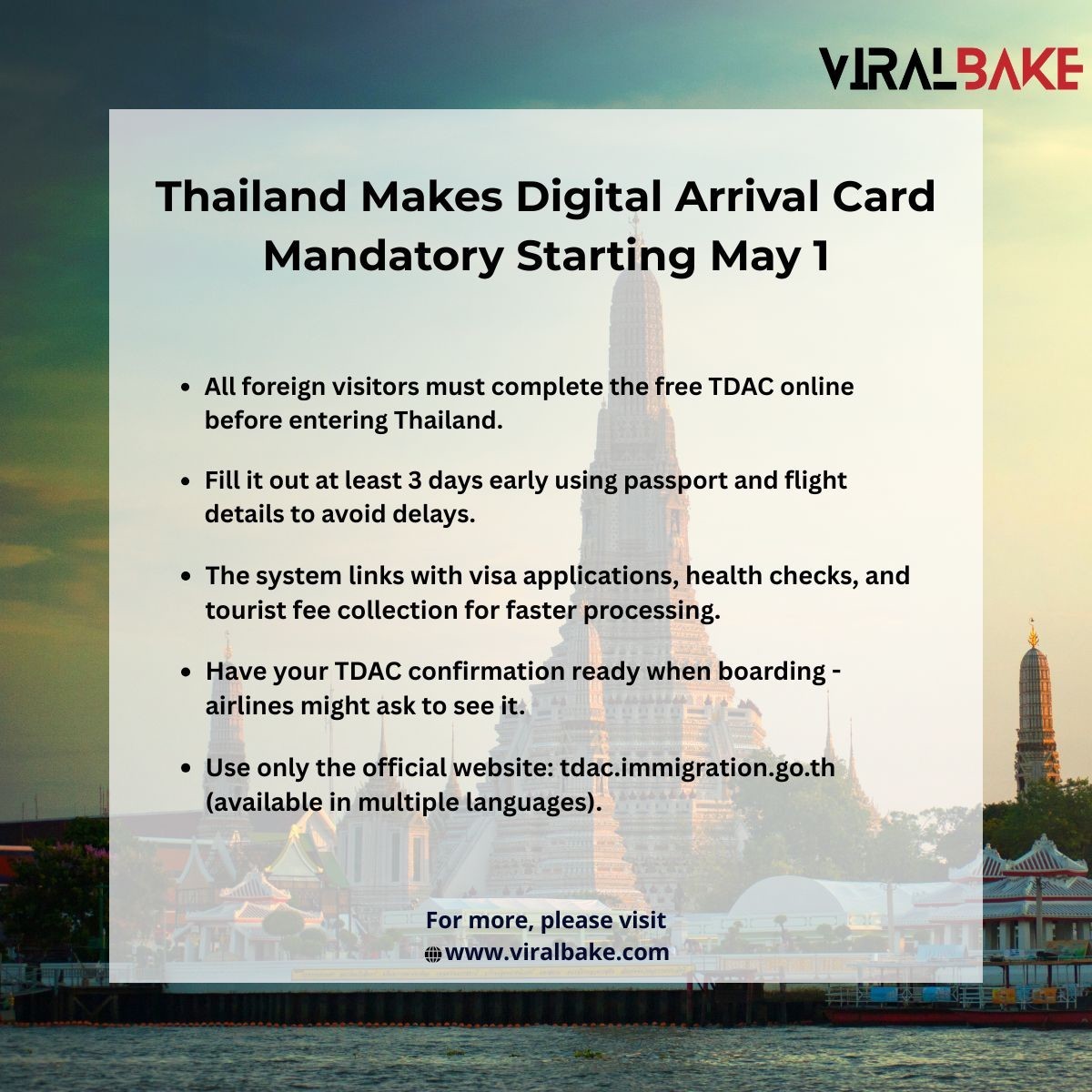 Thailand Makes Digital Arrival Card Mandatory Starting May 1