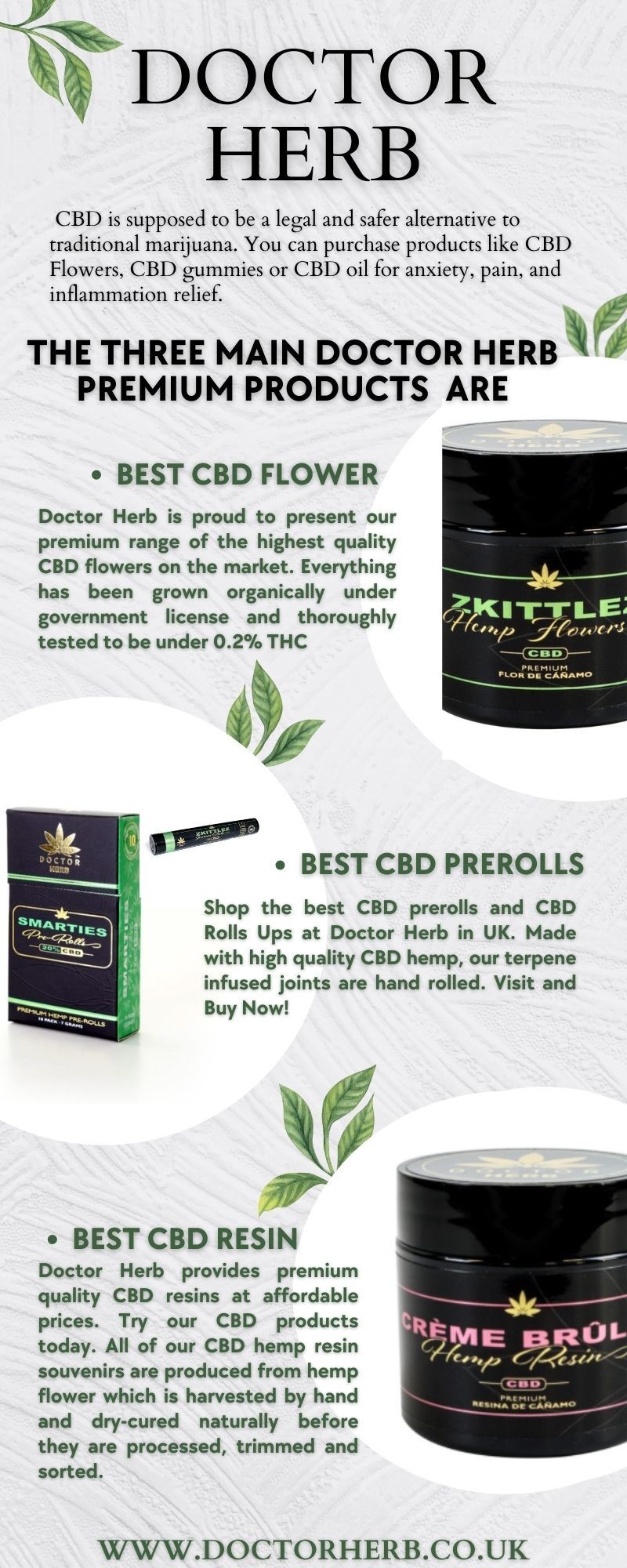 CBD Flowers - CBD Prerolls - CBD Resin - Doctor Herb