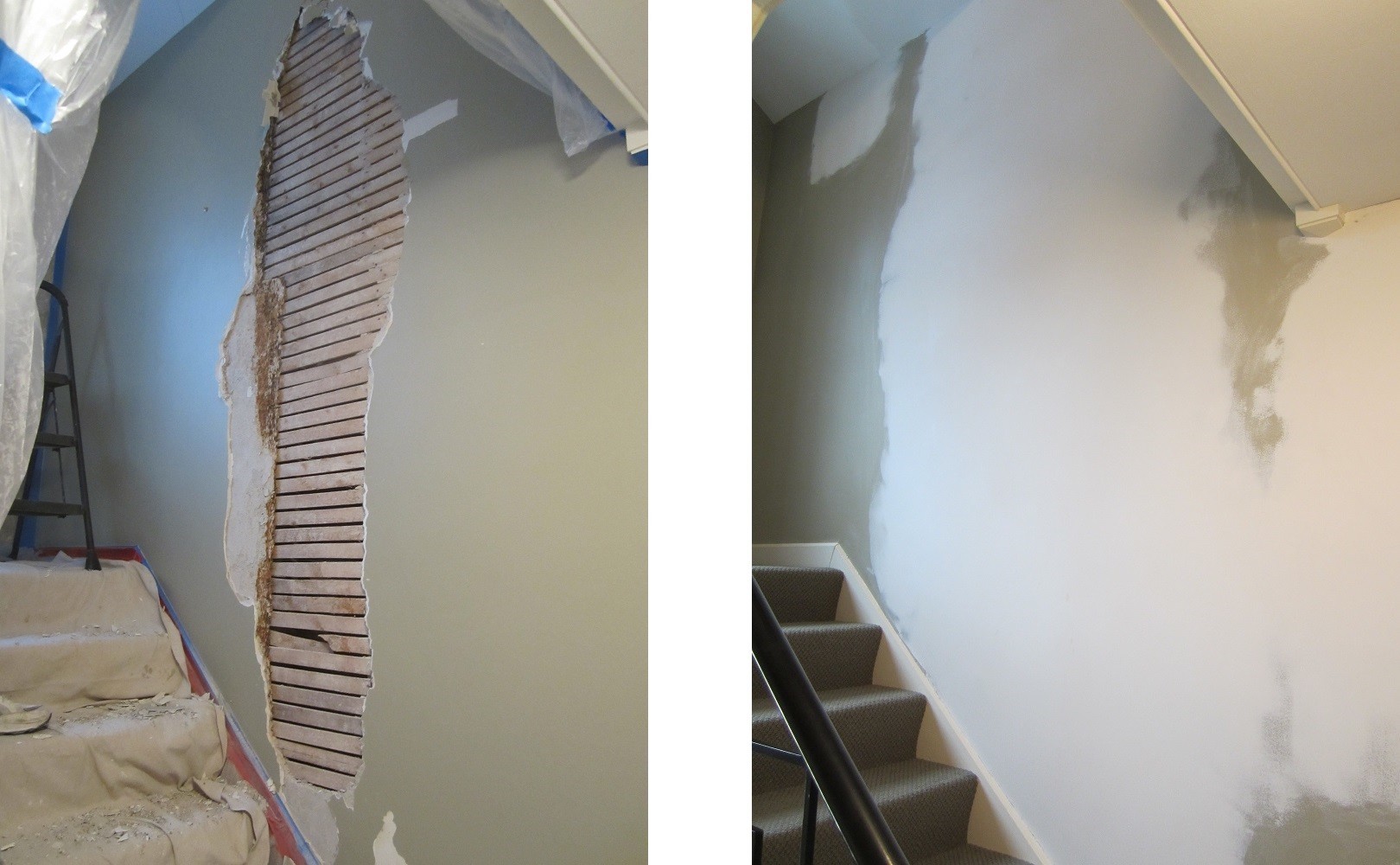 Before and after wall repair