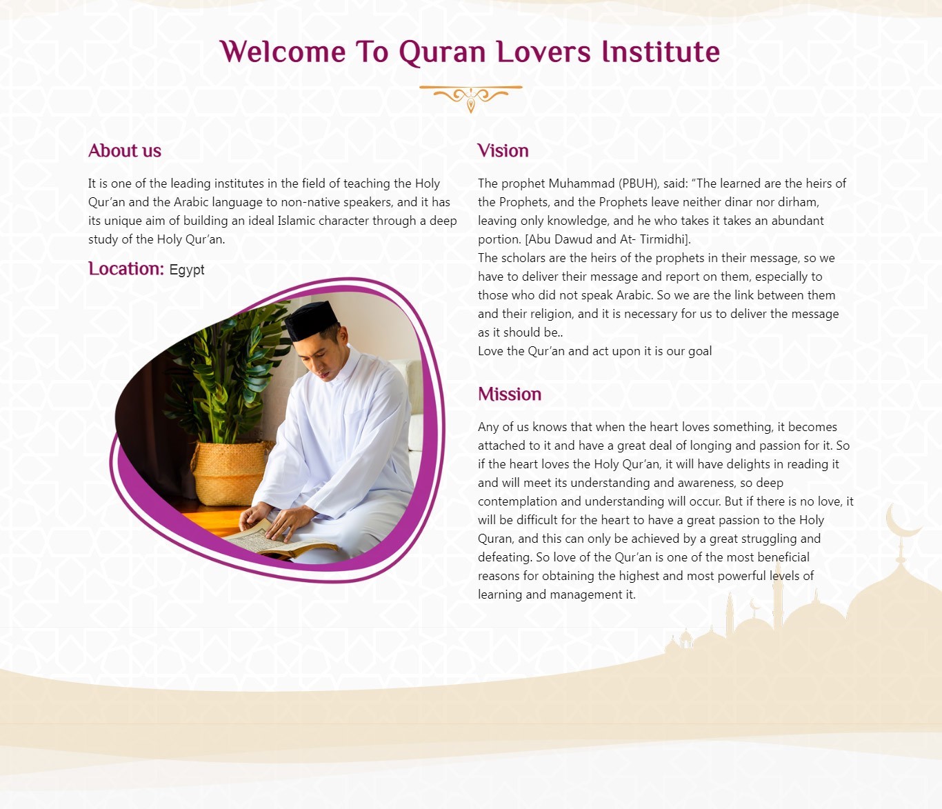 INSTITUTE OF THE HOLY QUR’AN LOVERS