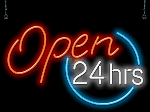 24 Hours Neon Signs