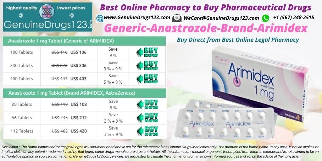 Buy Anastrozole Arimidex 1 mg Tablets Online
