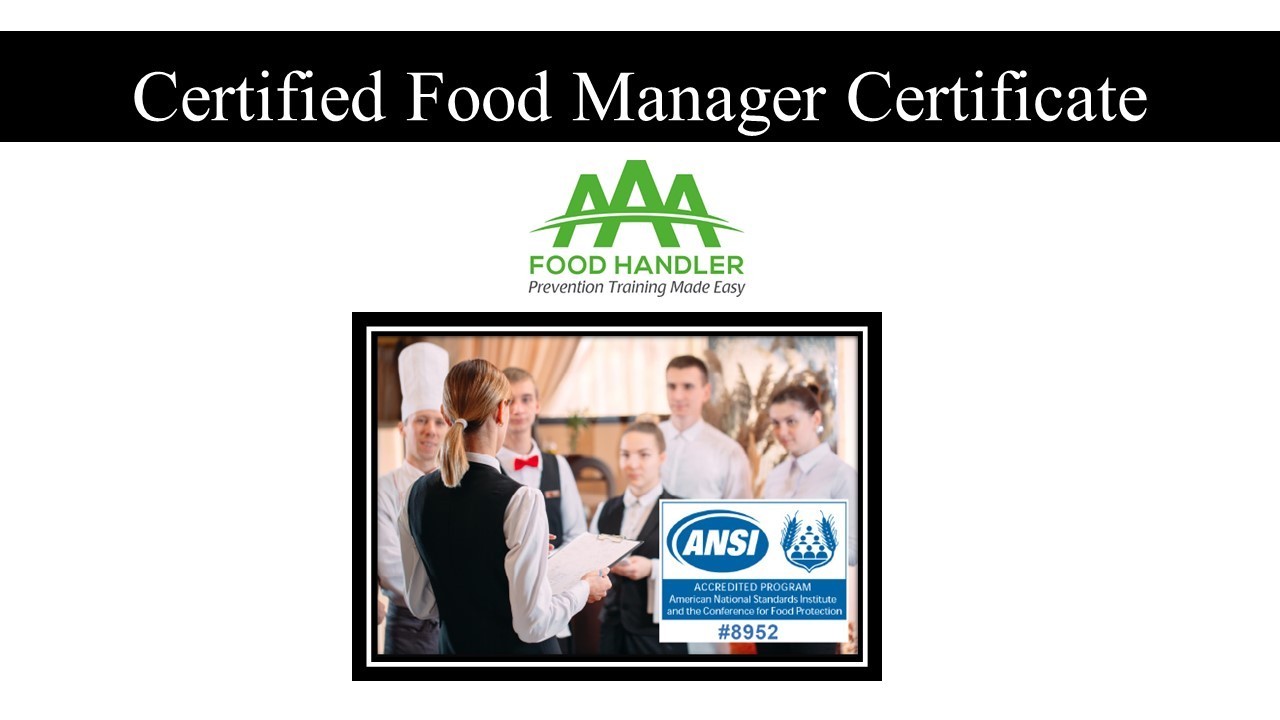 Certified Food Manager Certificate