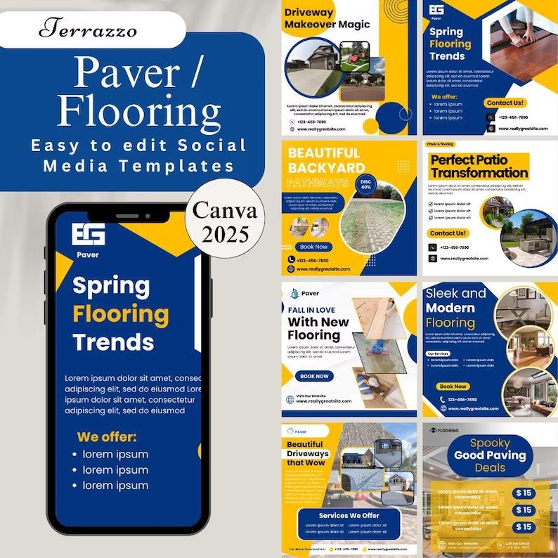 Flooring Social Media Templates, Ready to post on Instagram & Facebook, Instant Download