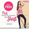 Only Rs880 Pink Floral Lace Assymetic Hem Shirts