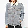 Fur Collared Grey Jean Jacket