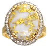 Classic Gold Quartz Cocktail Ring with Diamonds