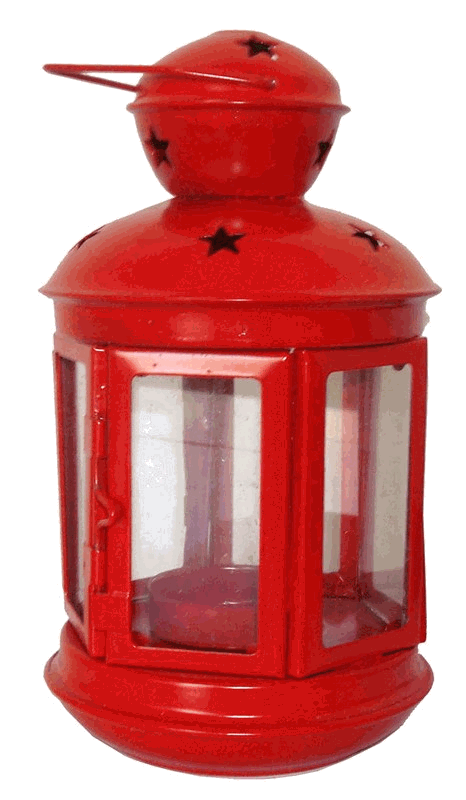 Decorative Hexagon Candle Lantern Red 6.5 Height