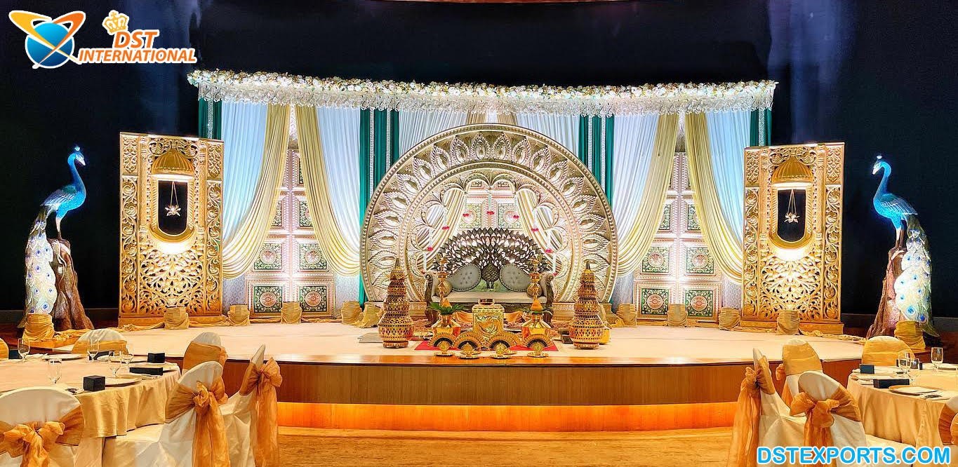 Indian Peacock Theme Reception Stage Decoration