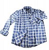 Blue and White Checked Flannel Shirts