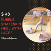 Purple Snakeskin Heels with Laces for Women