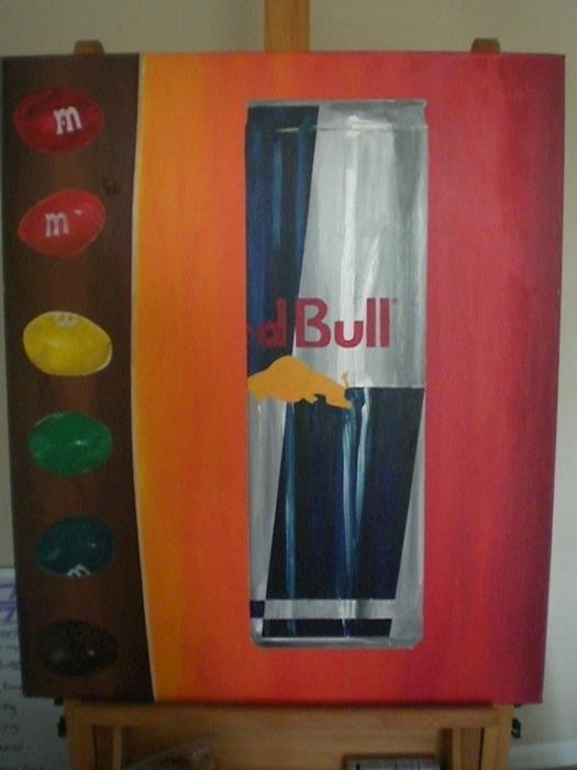 Unfinished Redbull and M and Ms