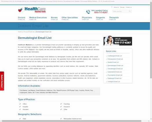  Dermatologist Email Lists is customized and verified periodically 