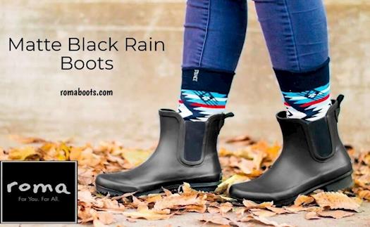 Matte Black Rain Boots | ROMA BOOTS